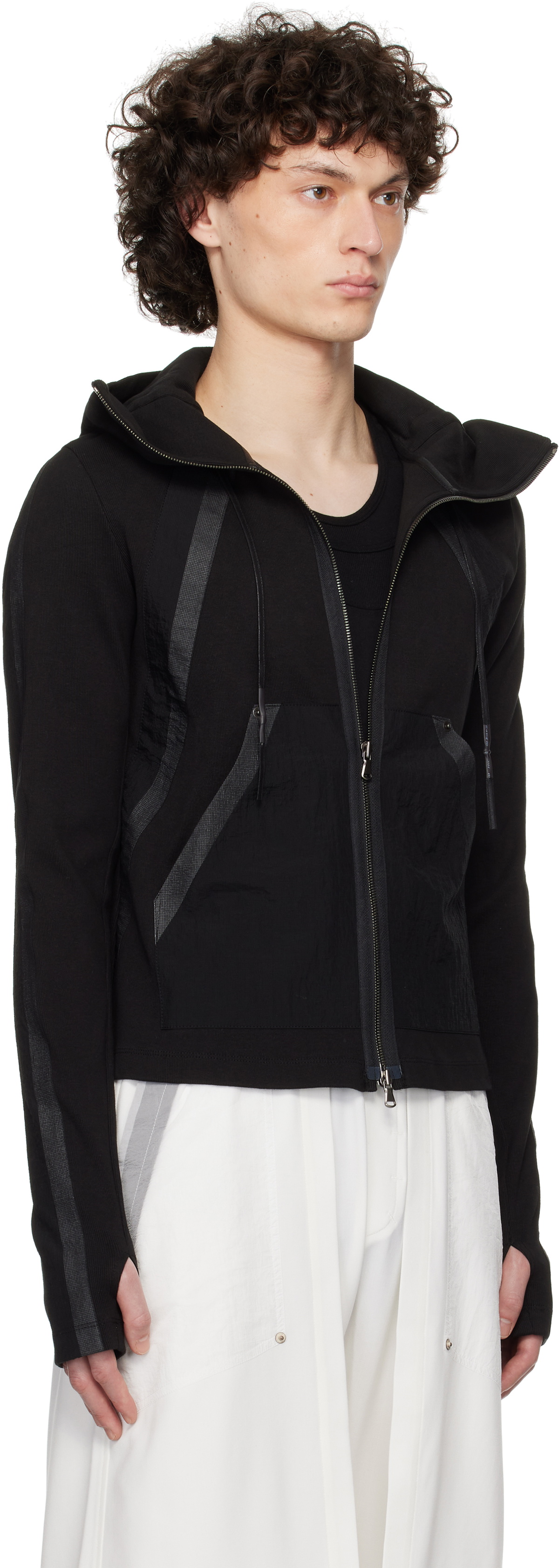 CARNET-ARCHIVE Black Armature Slim Zip-Up Hoodie