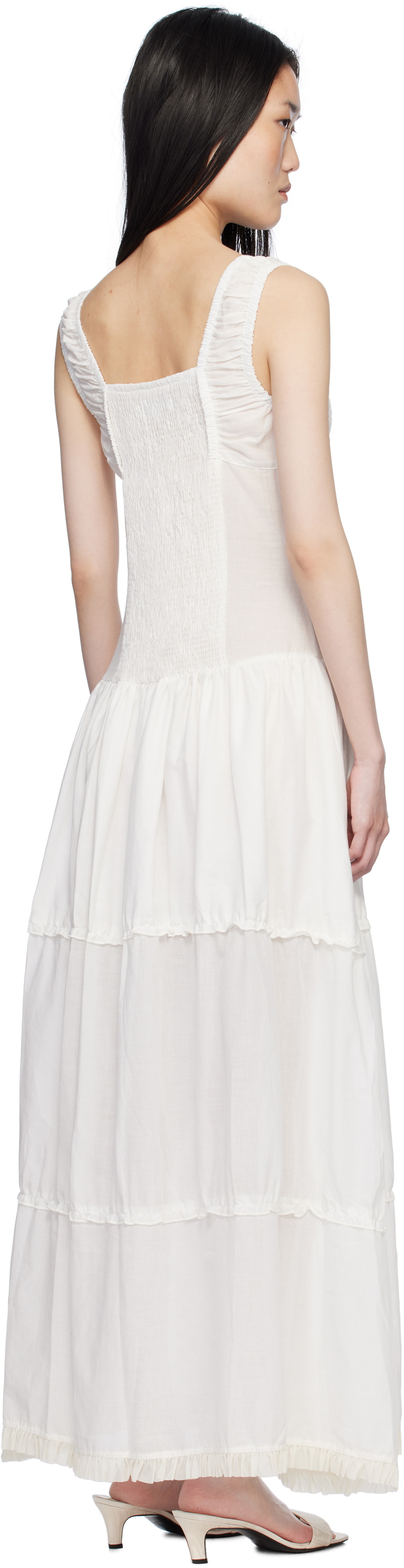 Frankies Bikinis White Christabelle Ruffle Maxi Dress