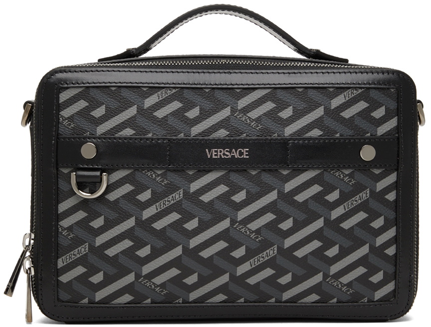 VERSACE ベルサーチ ボディバッグ グレー ブラック La Greca 中古・古着通販】VERSACE (ヴェルサーチェ) ラグレカ