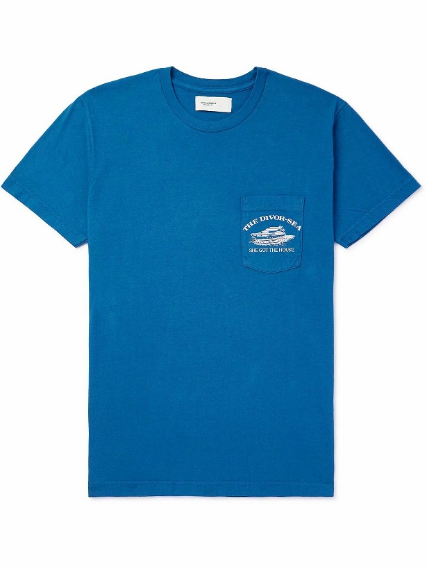 Photo: Local Authority LA - Divorsea Printed Cotton-Jersey T-Shirt - Blue