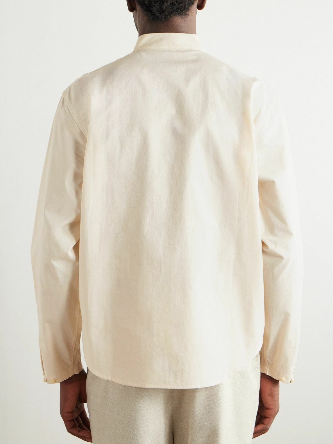 Stòffa - Grandad-Collar Cotton-Poplin Half-Placket Shirt - Neutrals