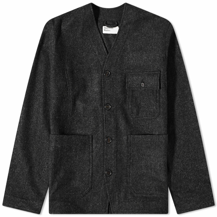 Photo: Universal Works Men's Melton Wool Cabin Jacket in Charcoal