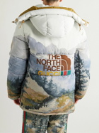 GUCCI - The North Face Printed Quilted Shell Hooded Down Jacket - Blue