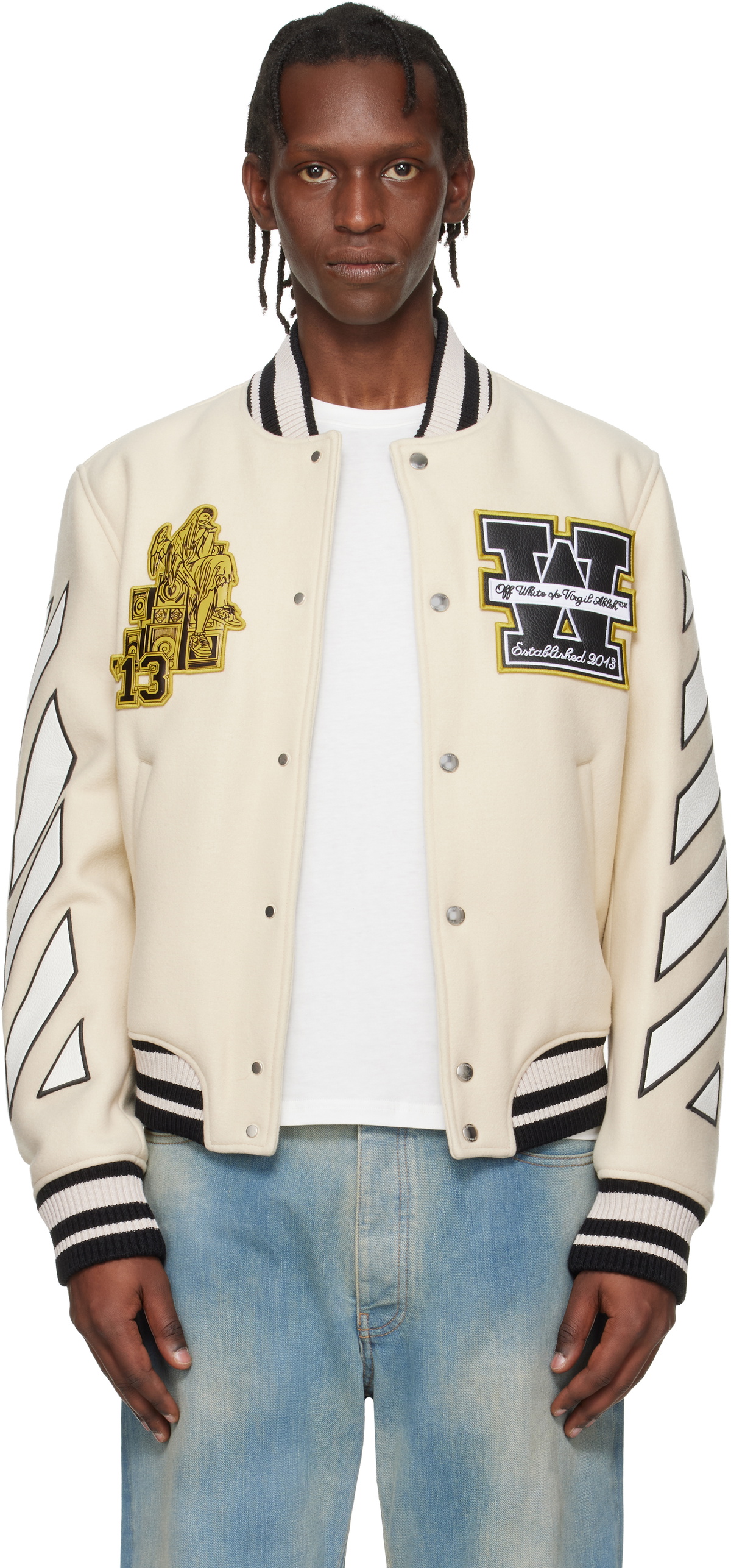 Off-White Off-White Lion Wool Varsity Bomber Jacket