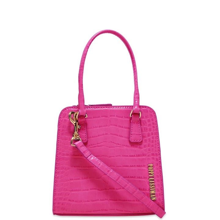 Photo: Poppy Lissiman Women's Crikey Faux Croc Top Handle Bag in Hot Pink