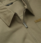 Fendi - Suede-Panelled Cotton-Gabardine Jumpsuit - Green