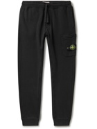 Stone Island - Slim-Fit Tapered Logo-Appliquéd Cotton-Jersey Cargo Sweatpants - Black