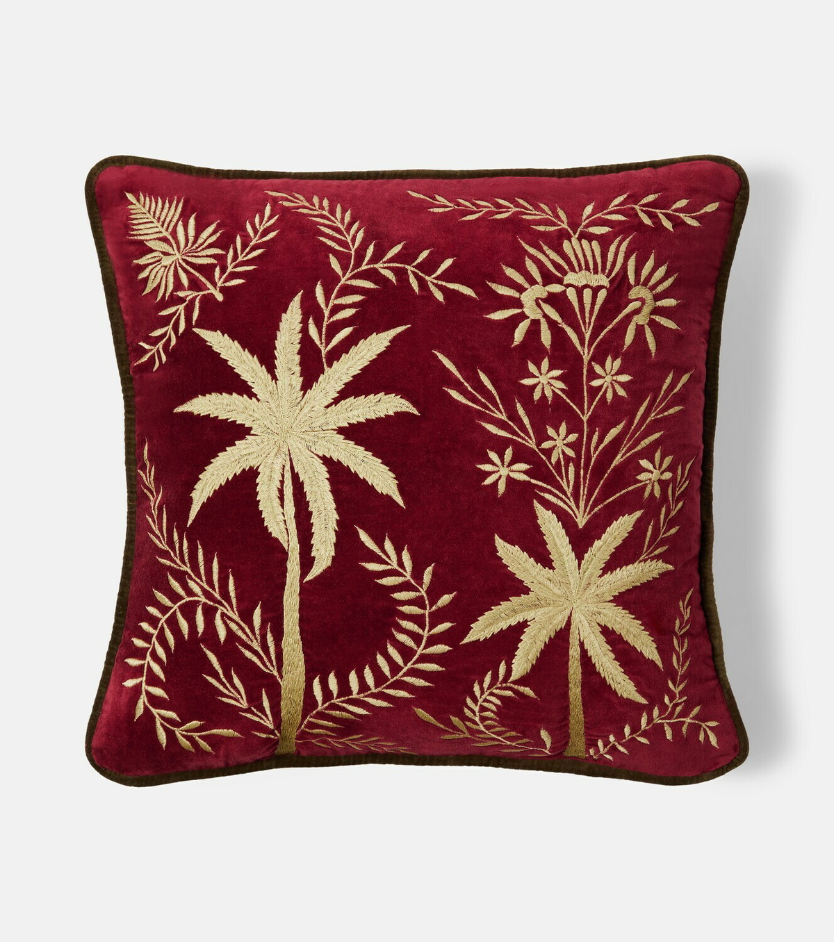 Les-Ottomans Embroidered cotton velvet cushion