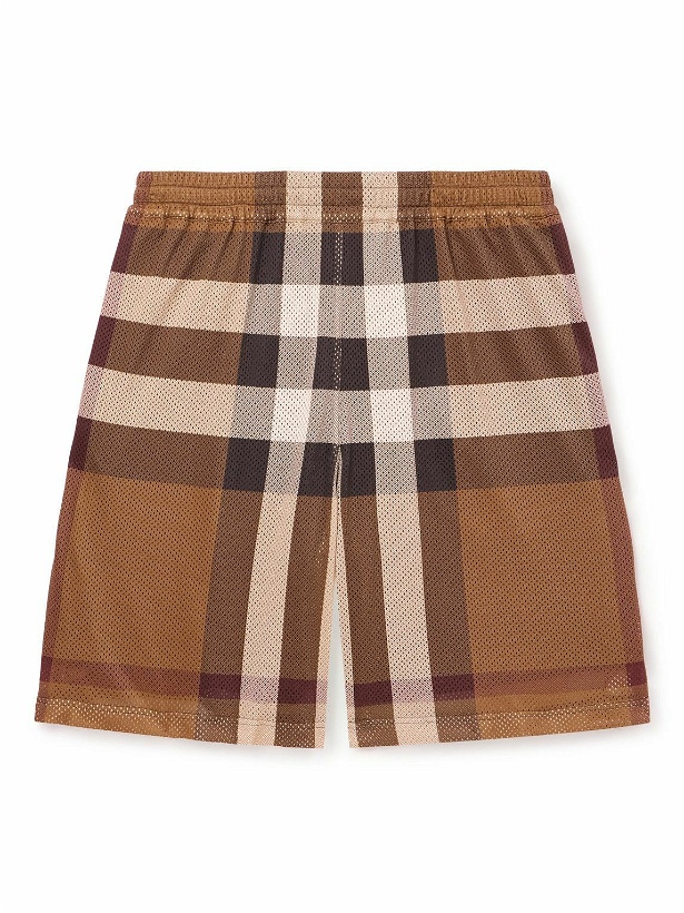Photo: Burberry - Wide-Leg Checked Mesh Shorts - Brown
