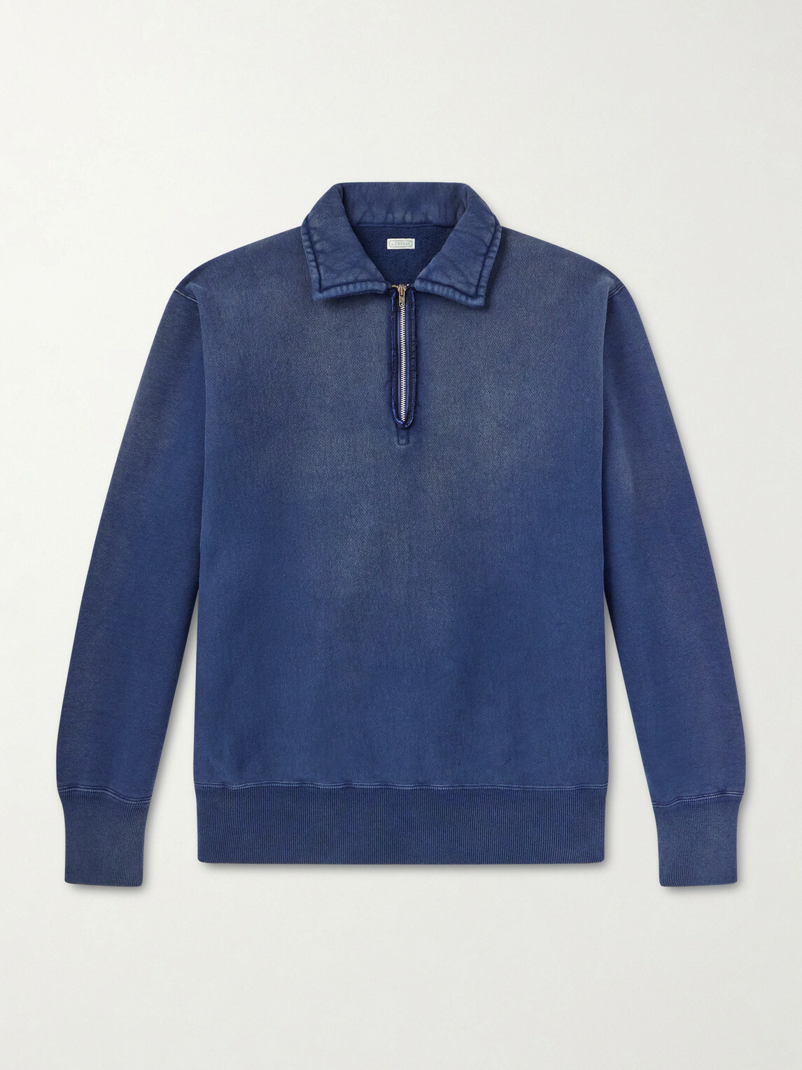 A.PRESSE - Half-Zip Cotton-Jersey Sweatshirt - Blue