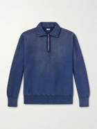 A.PRESSE - Half-Zip Cotton-Jersey Sweatshirt - Blue