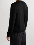 Stone Island Shadow Project - Logo-Appliquéd Wool and Silk-Blend Sweater - Black