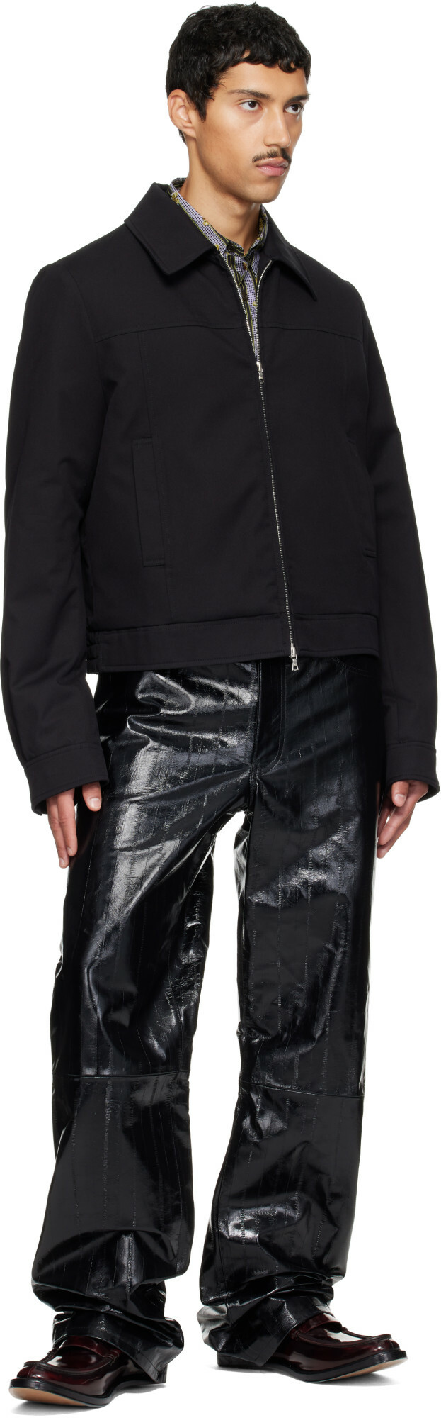 Dries Van Noten Black Loose Leather Pants