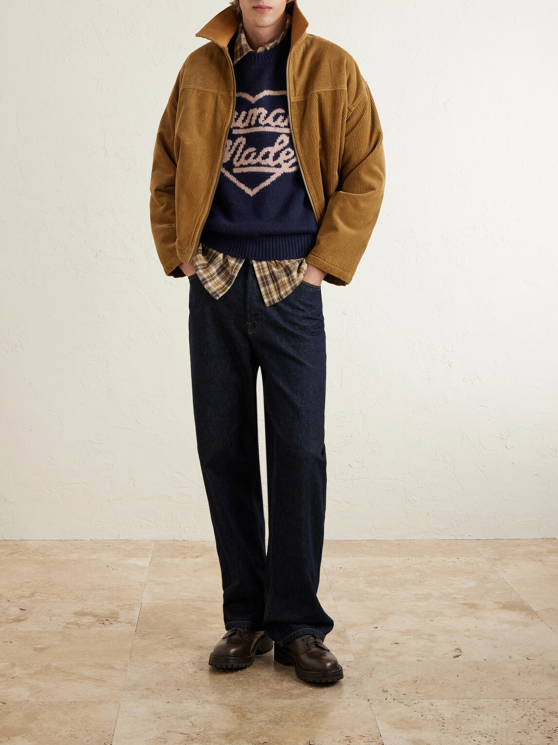 Human Made - Logo-Intarsia Wool-Blend Sweater - Blue