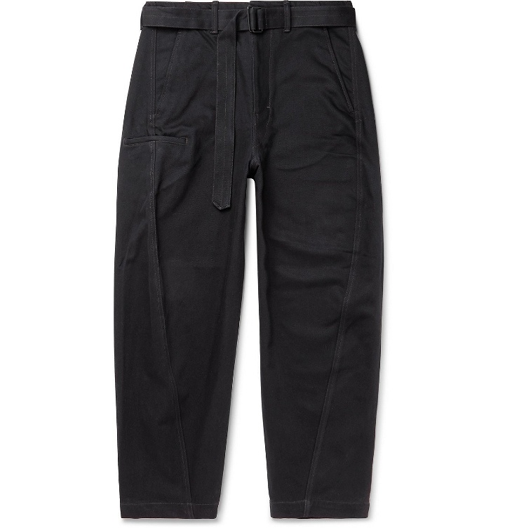 Photo: Lemaire - Tapered Belted Cotton-Twill Trousers - Black