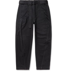 Lemaire - Tapered Belted Cotton-Twill Trousers - Black