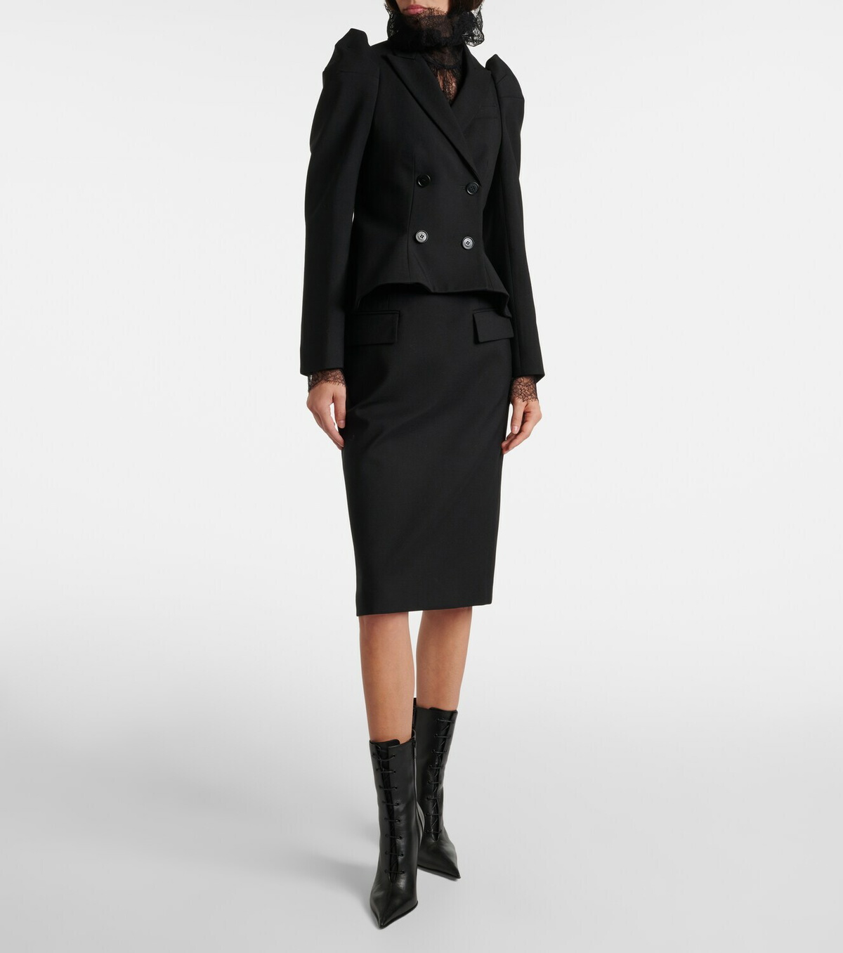 McQueen High-rise wool gabardine pencil skirt