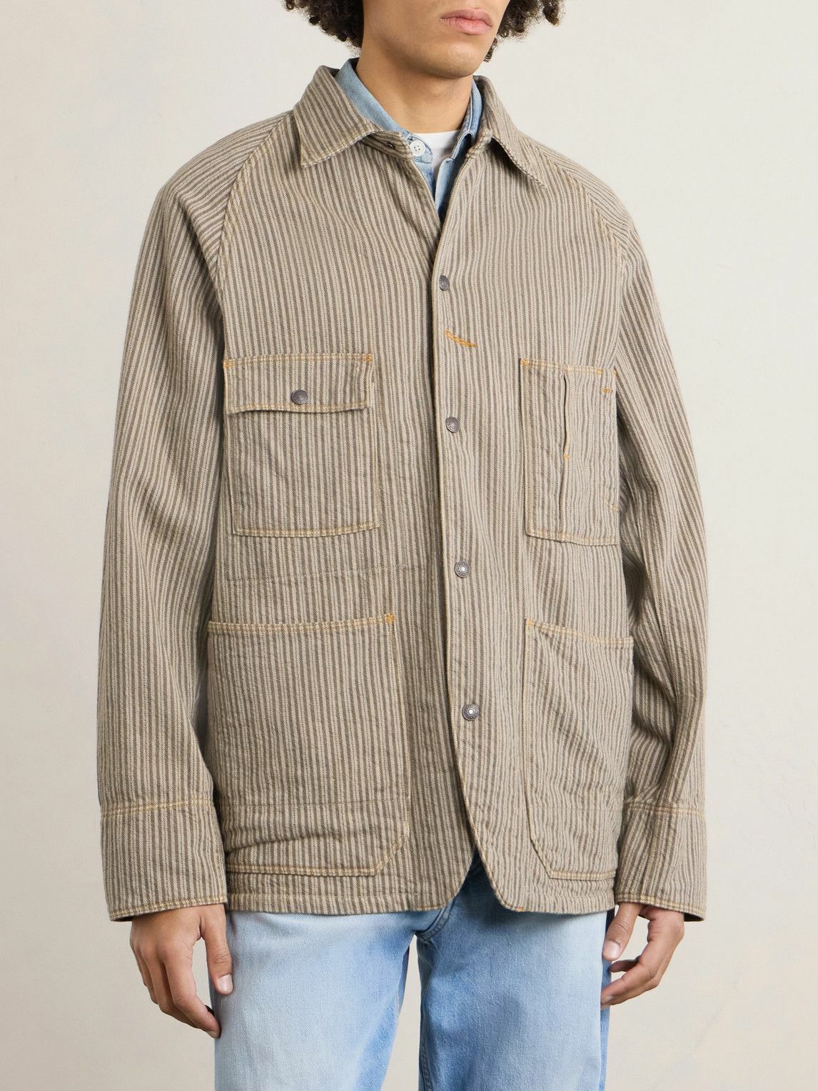 KAPITAL - Pinstriped Cotton-Blend Twill Jacket - Gray