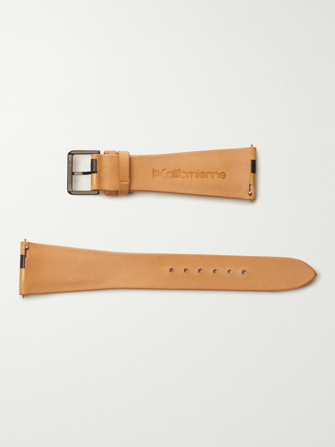 laCalifornienne - Roxy Striped Leather Watch Strap - Black