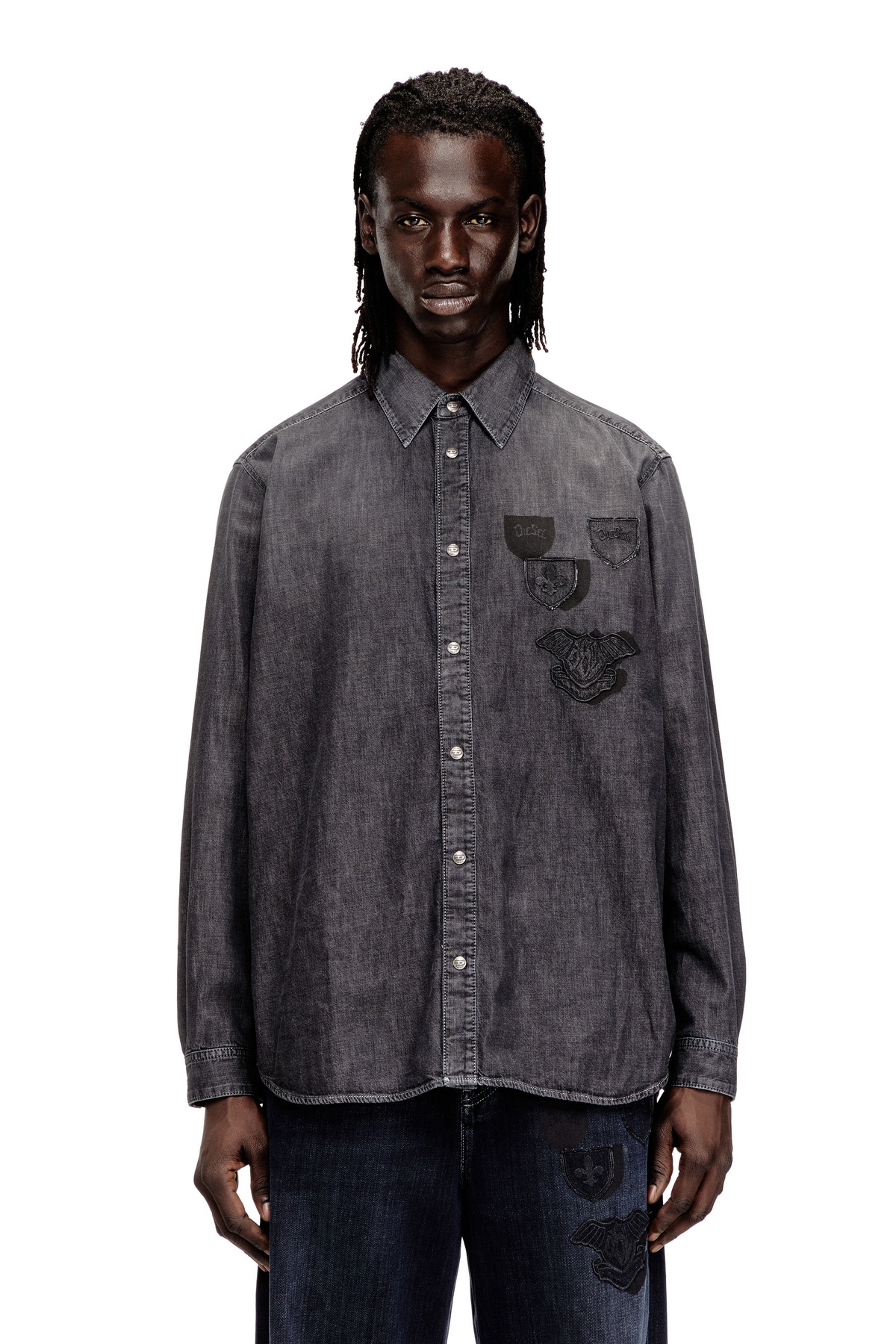 Diesel Denim shirt with back embroidery - Denim Shirts Mens in 