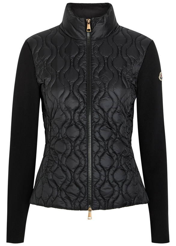 Photo: Moncler Quilted Cotton and Nylon Cardigan Black