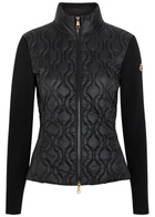 Moncler Quilted Cotton and Nylon Cardigan Black