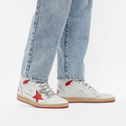 Golden Goose Men's Sky Star Leather Sneakers in White/Red