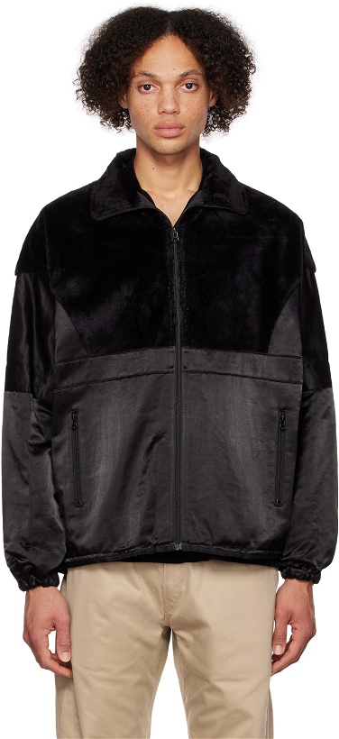 Photo: Junya Watanabe Black Paneled Faux-Fur Jacket