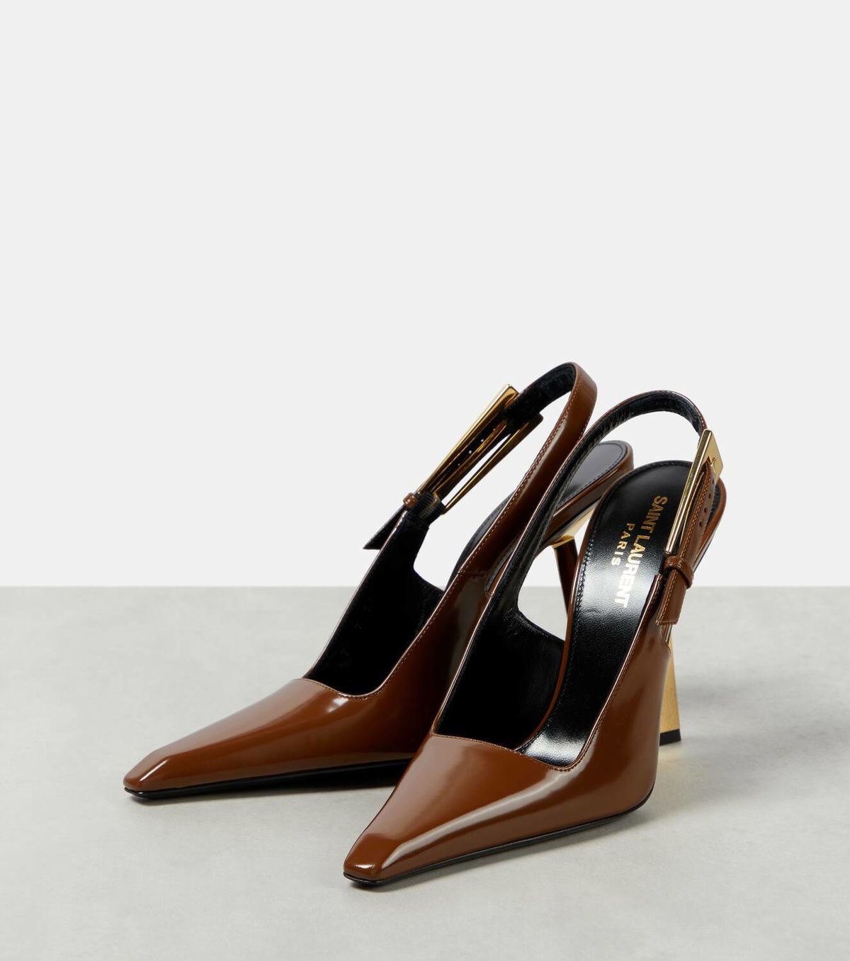 Saint Laurent Lee patent leather slingback pumps