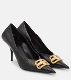 Balenciaga - Square Knife BB croc-effect leather pumps