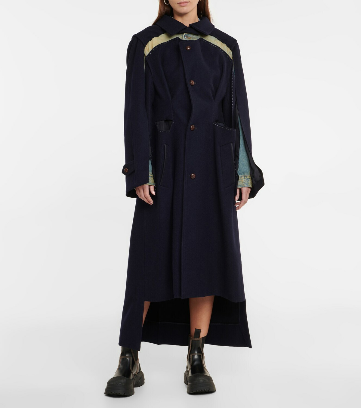 Maison Margiela Deconstructed wool and denim coat Maison Margiela