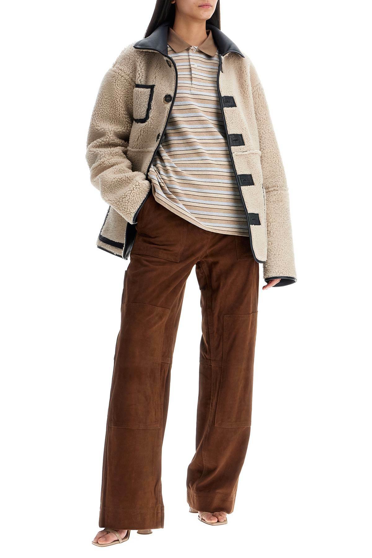 SAKS POTTS suede leather workwear pants Brown