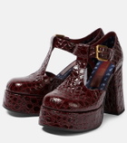 Etro Croc-effect leather Mary Jane pumps