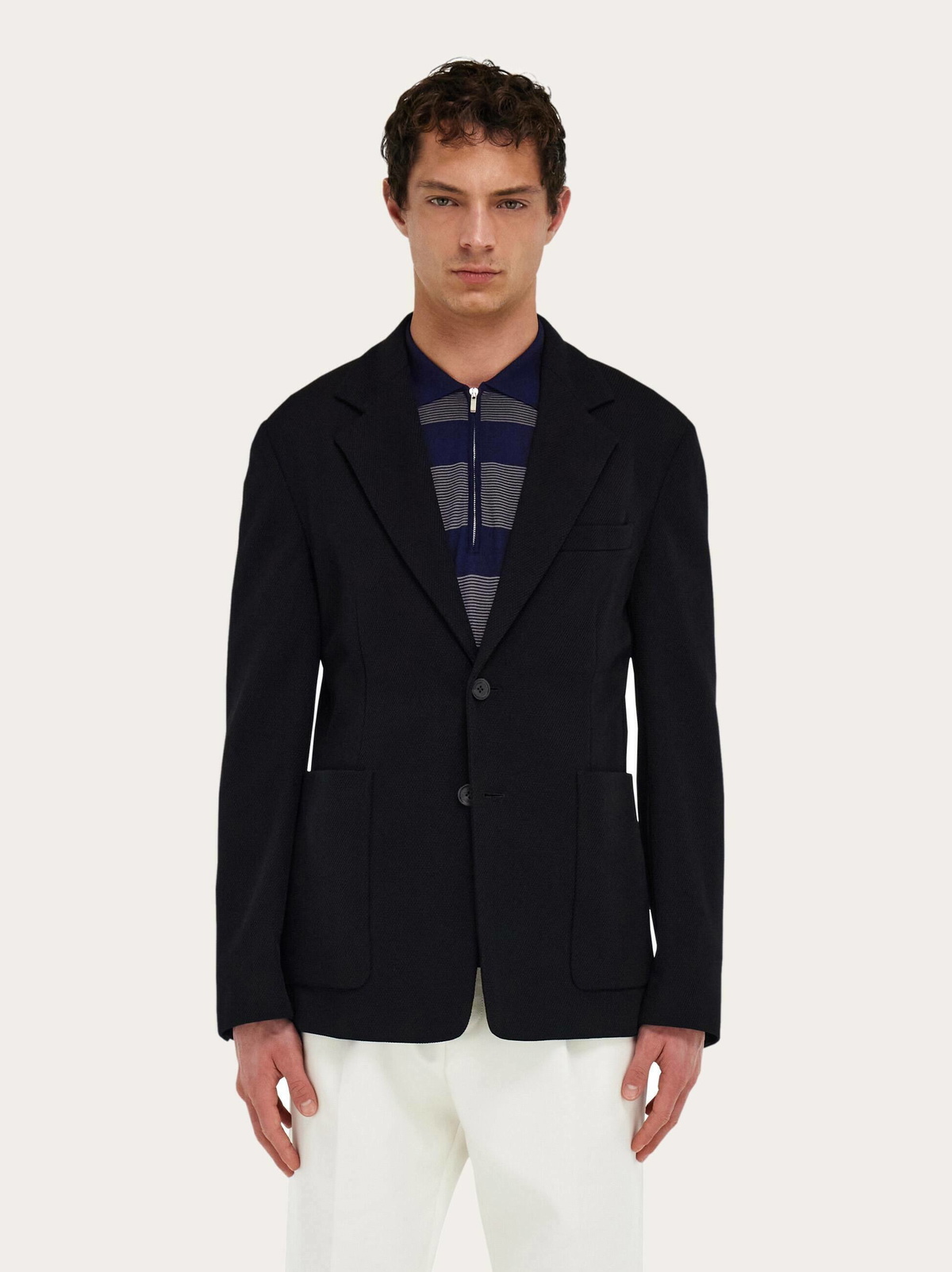 Ferragamo Mens Single breasted jersey blazer in Black