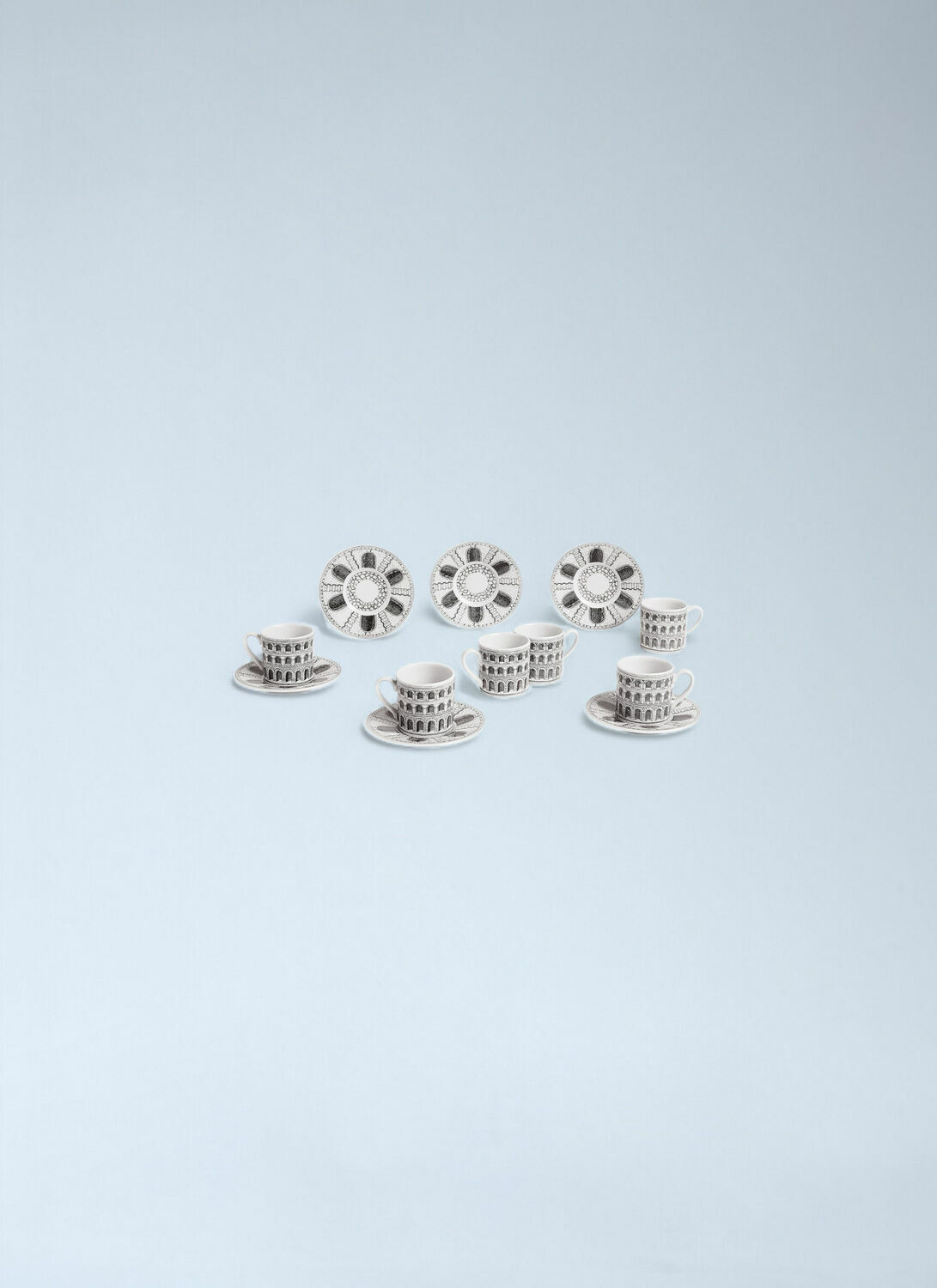 Fornasetti Set Of Six Architettura Cup And Saucer Set