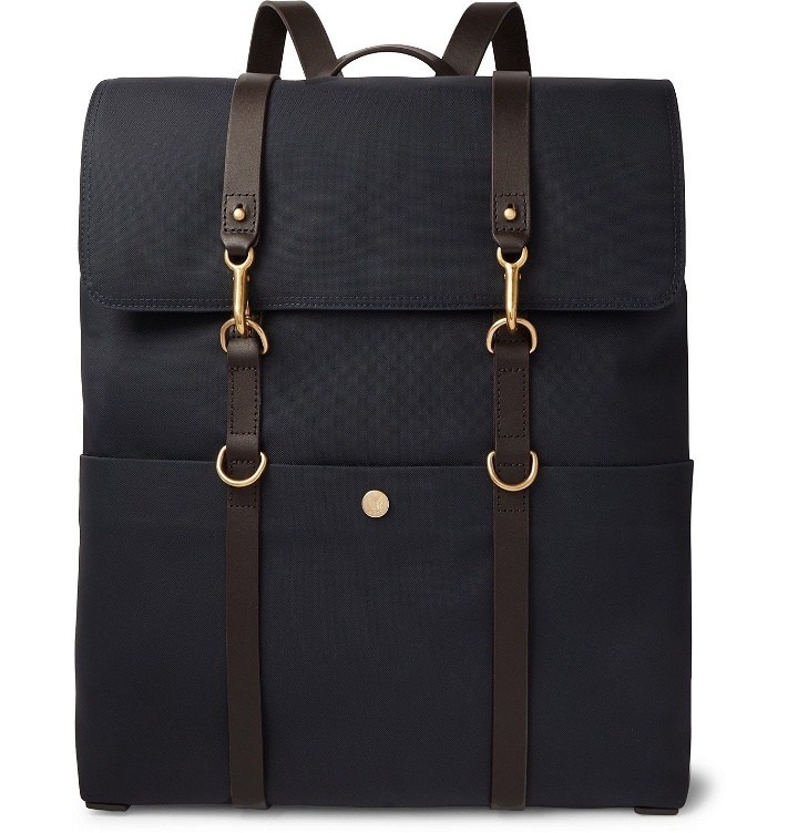 Photo: Mismo - Leather-Trimmed Canvas Backpack - Blue