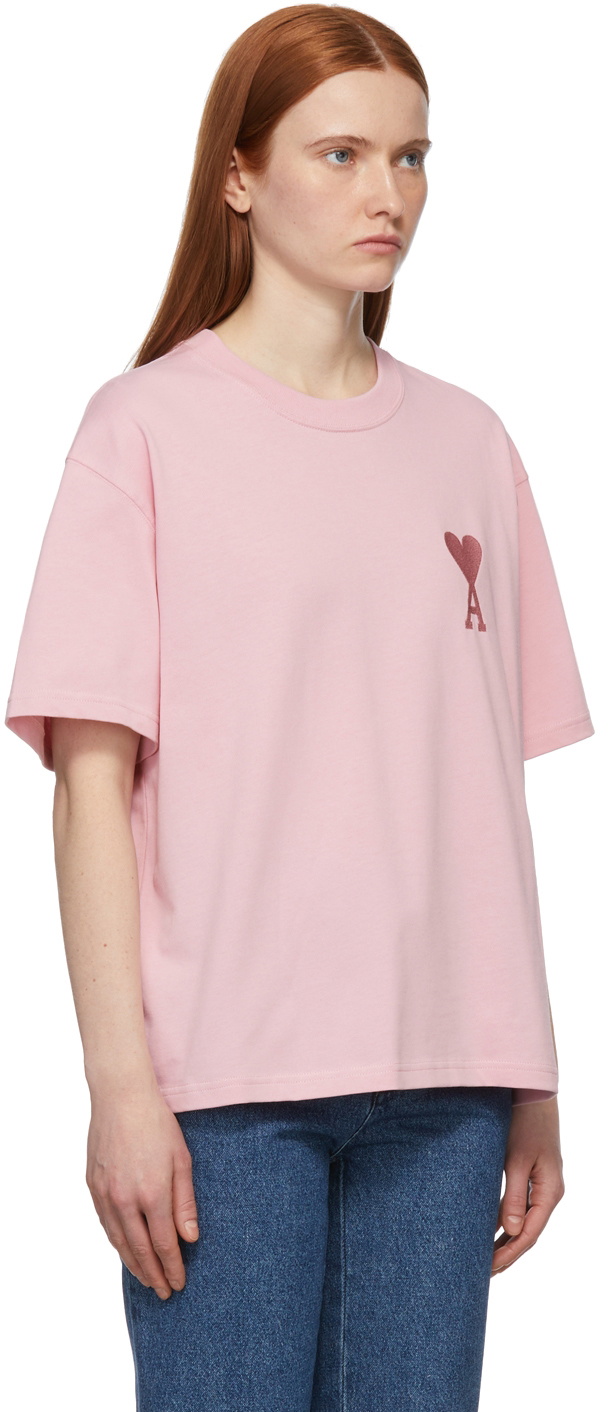 AMI PARIS - Logo cotton t-shirt Pink - The Corner