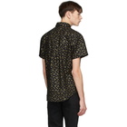 Naked and Famous Denim Black and Gold Japanese Flowers Easy Shirt