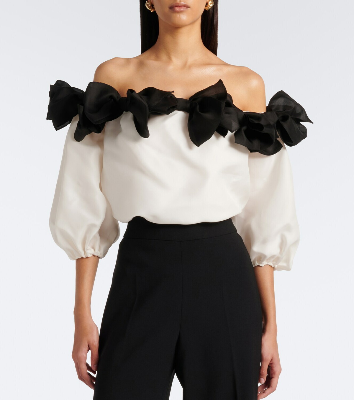 Carolina Herrera Bow-detail off-shoulder silk top