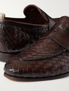 OFFICINE CREATIVE - Barona Woven Leather Penny Loafers - Brown - EU 40