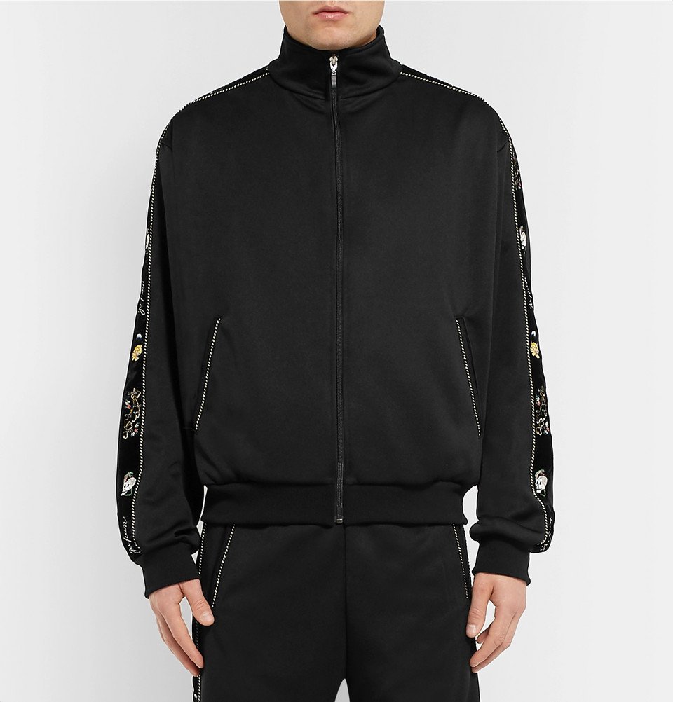 KAPITAL - Embroidered Velvet-Trimmed Tech-Jersey Track Jacket - Men ...