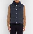 Brunello Cucinelli - Layered Quilted Shell and Stretch-Cotton Jersey Hooded Down Gilet - Men - Navy