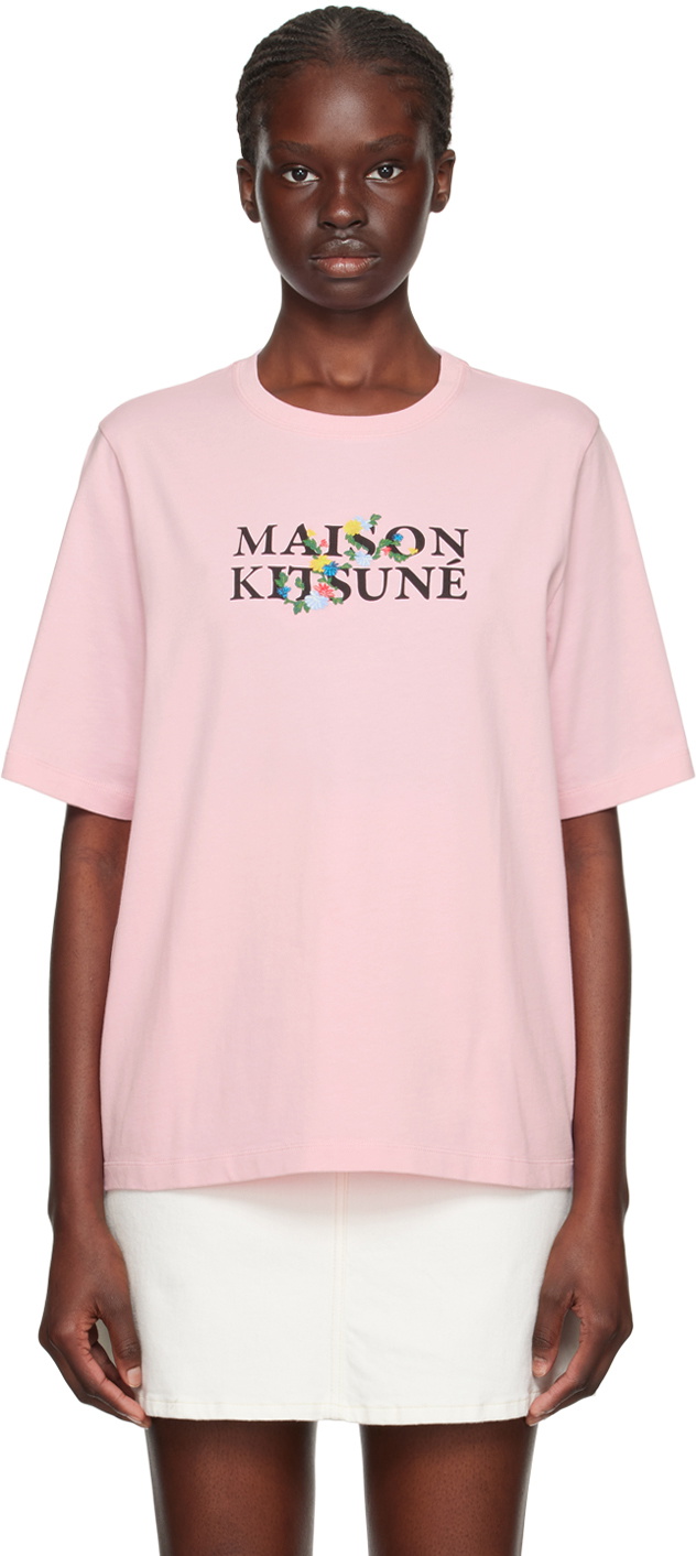 Maison Kitsuné Pink Flowers T-Shirt Maison Kitsune