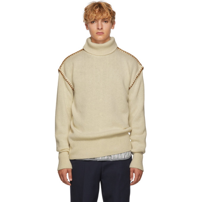 Photo: Loewe White Blanket Stitch Turtleneck