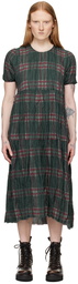 R13 Green Check Midi Dress