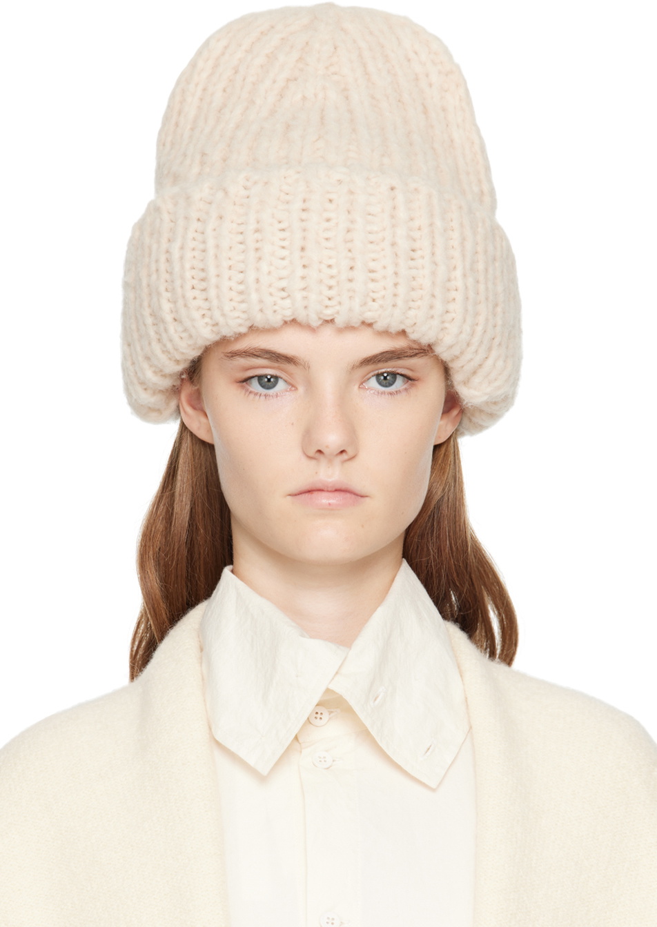Lauren Manoogian Off-White Handknit Big Beanie Lauren Manoogian