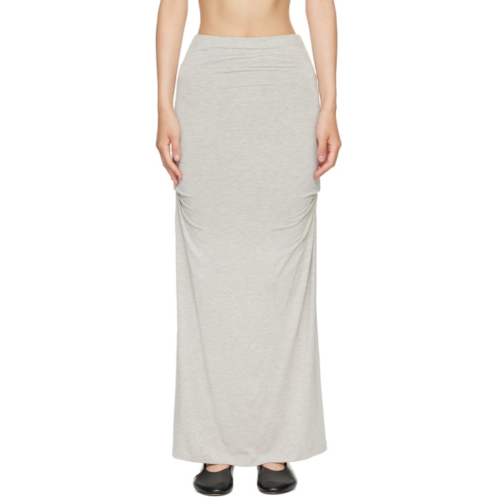 Photo: TOTEME Gray Draped Jersey Maxi Skirt