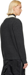 sacai Gray Wool Knit Cardigan