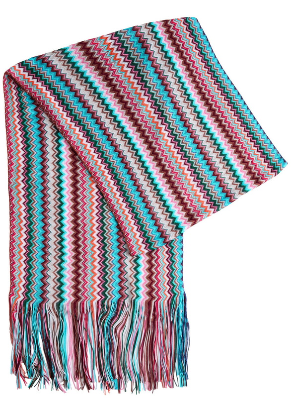 Photo: Missoni Zigzag-intarsia Fine-knit Scarf - Blue - One Size
