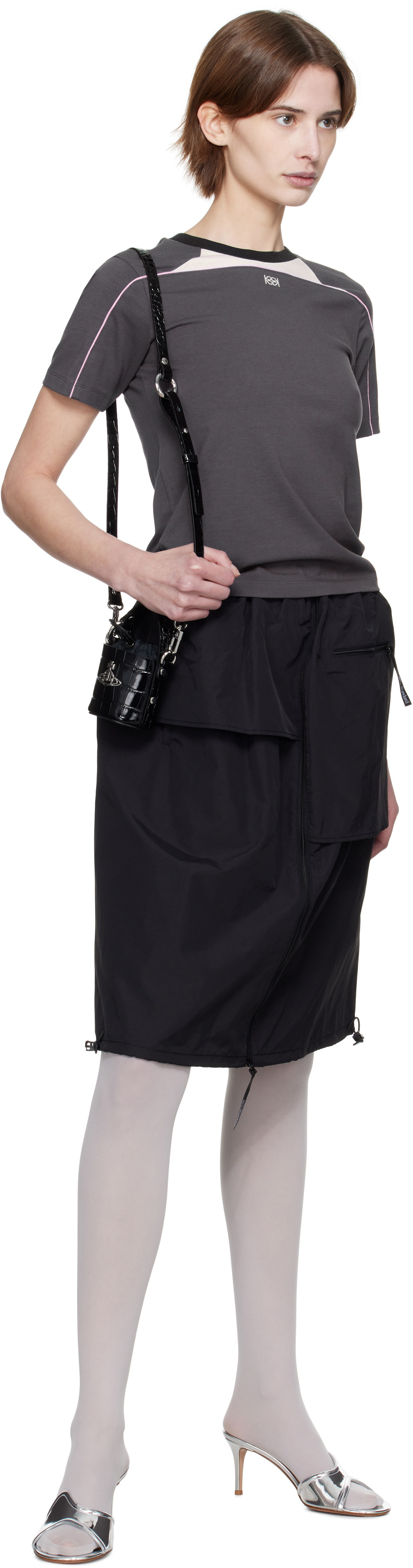 Kijun Black Parka Layered Midi Skirt